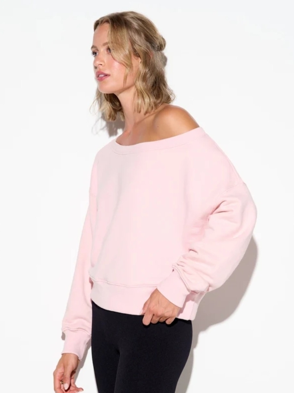 Spiritual Gangster Off-Shoulder Pink Sweatshirt